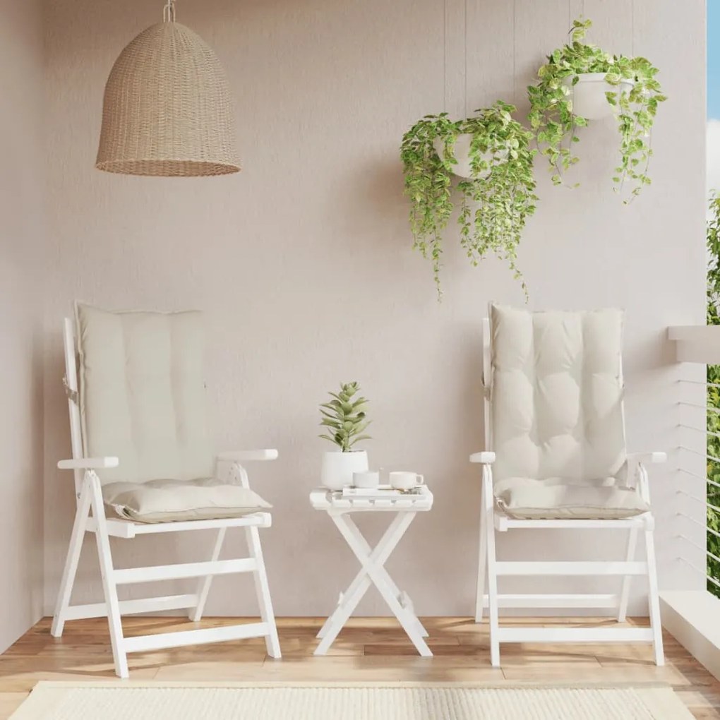 Cuscini Per Sedia Con Schienale Alto 2 Pz Crema Tessuto Oxford /