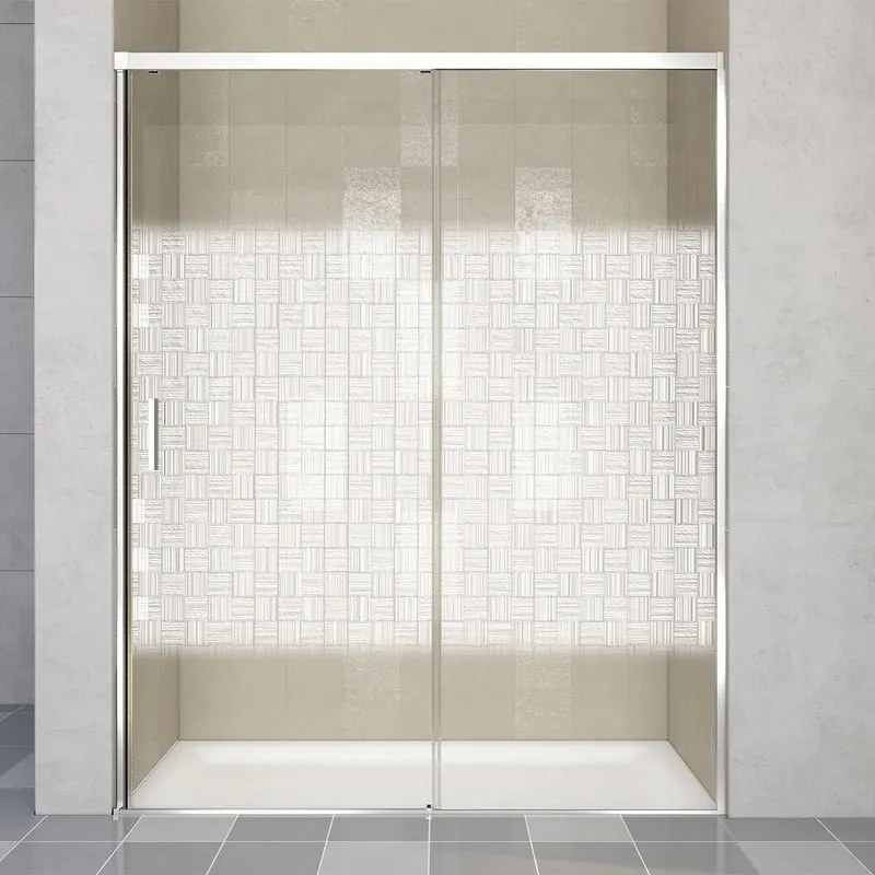 Porta doccia scorrevole L 138-139.5 cm x H 200 cm per nicchia in vetro smerigliato SP. 6 mm, profilo lucido cromo, serie Jazz