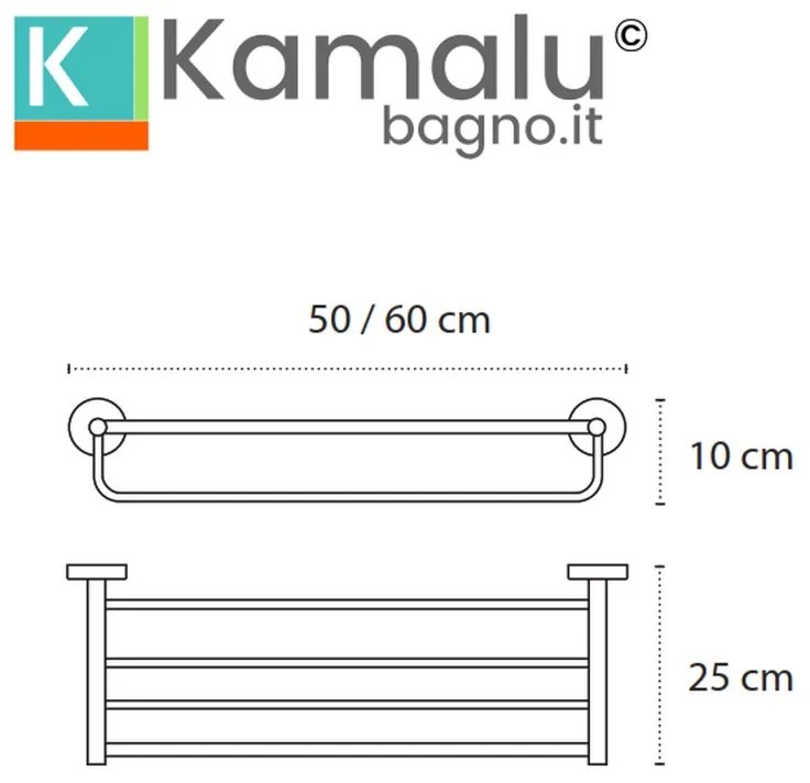 Kamalu - portsalviette a barre per hotel 50cm in acciaio inox satinato | mira-s