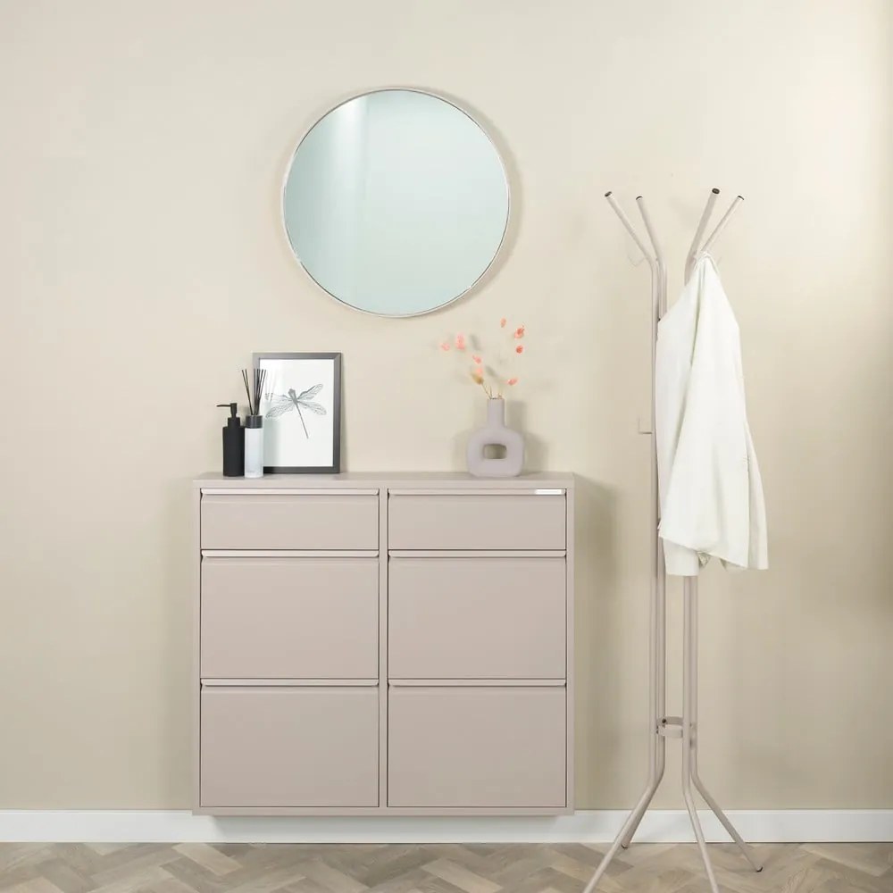 Scarpiera grigio tortora in metallo con ante ribaltabili 98x86x15 cm Billy – Spinder Design