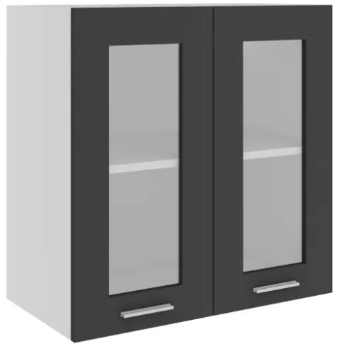 Armadio Sospeso con Vetro Grigio 60x31x60 cm in Truciolato