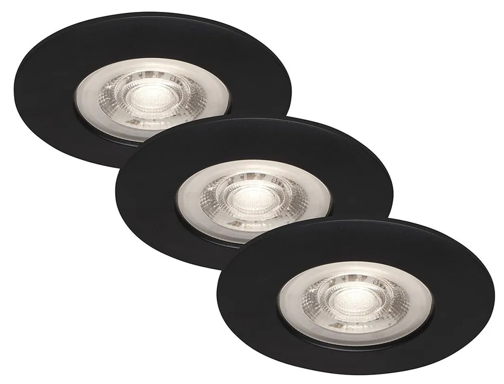 Set 3 Faretti Incasso Kulana Plastica Nero Opaco Led Integrato 5W 3000K