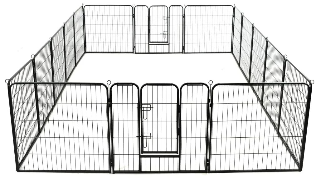 Box per cani con 16 pannelli in acciaio 80x80 cm nero