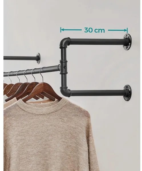 Set da 2 appendiabiti da parete per grucce LINEA, nero