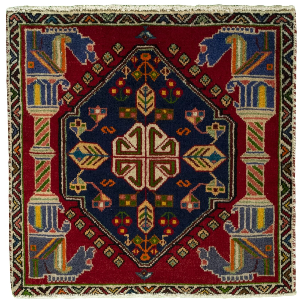 Shiraz Tappeto persiano 60x60 Rosso (Iran) Annodato A Mano