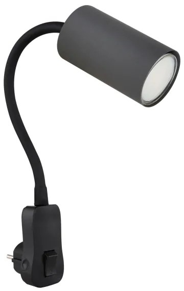 Globo 57911DPG - Faretto a parete con presa di corrente ROBBY 1xGU10/35W/230V nero