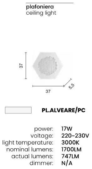 Lampada plafoniera LED 17W 3000K - moderno ALVEARE 35x5 cm