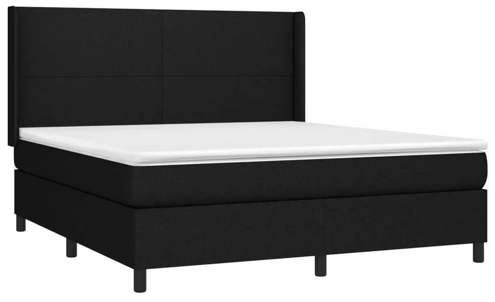 Letto a molle con materasso e led nero 160x200 cm in tessuto