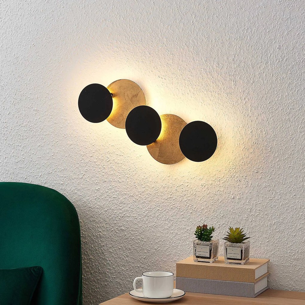 Lindby Applique a LED Grazyna, 52 cm, nero, oro, metallo