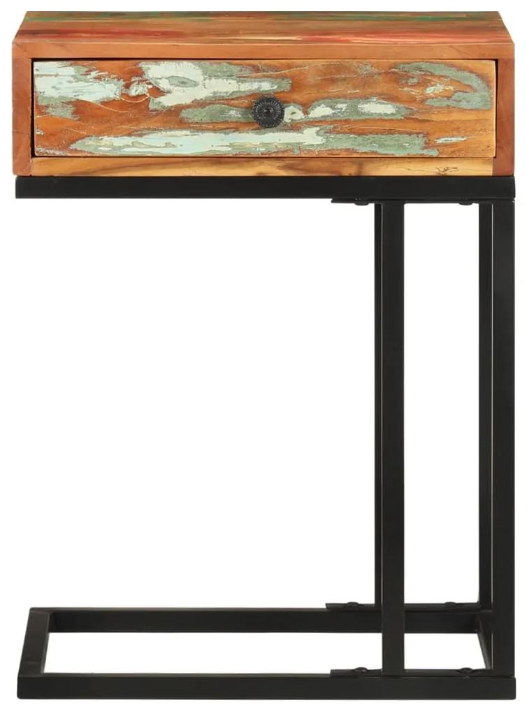 Tavolino laterale a forma di u 45x30x61 cm in legno di recupero