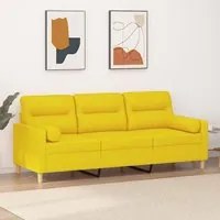 Divano a 3 Posti con Cuscini Giallo Chiaro 180 cm in Tessutocod mxl 118911