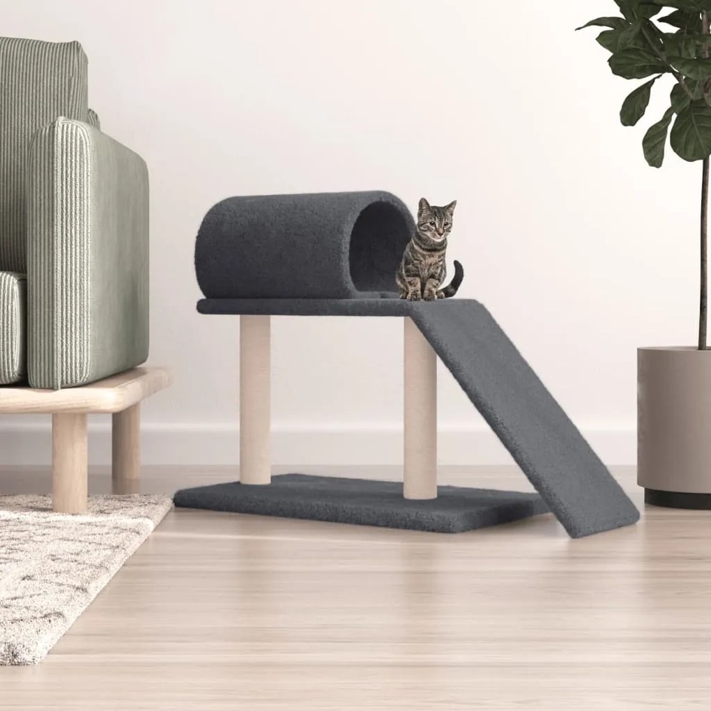 Pali Tiragraffi Gatti Tunnel E Scaletta Grigio Scuro 55,5 Cm /
