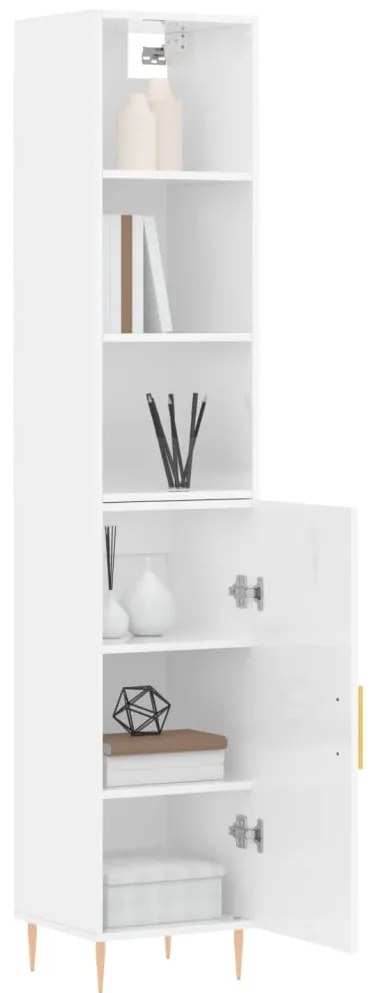 Credenza 34,5x34x180 cm in Legno Multistrato Bianco Lucido