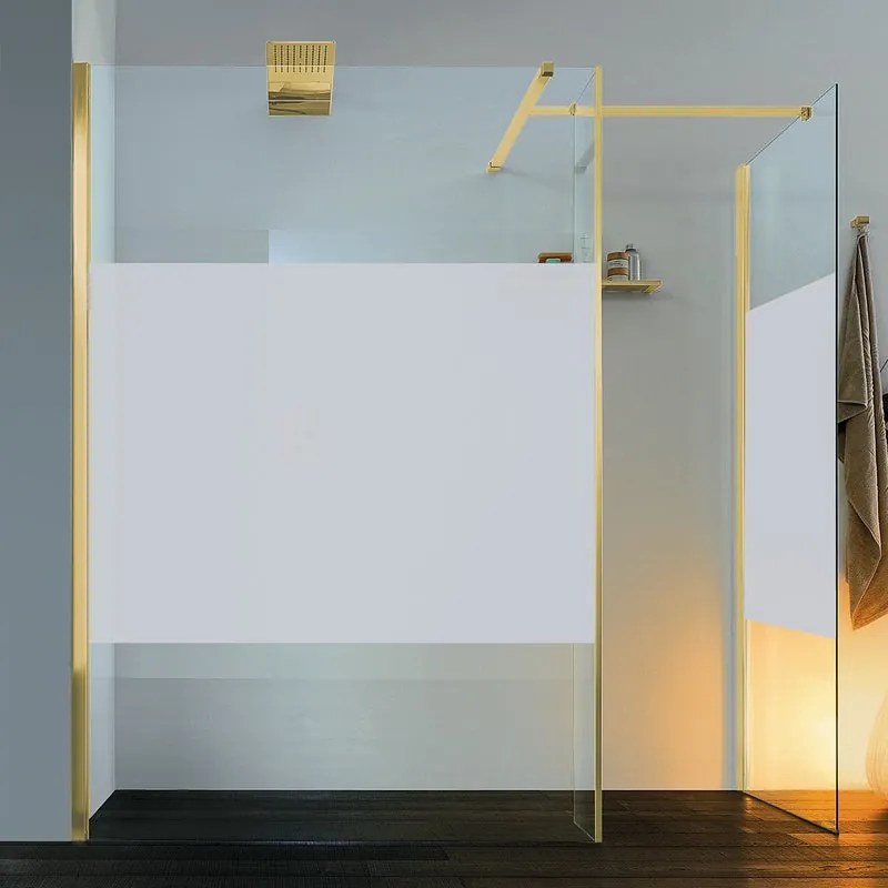 Box doccia walk-in Wens, vetro serigrafato 6 mm, H 200 cm, profilo dorato
