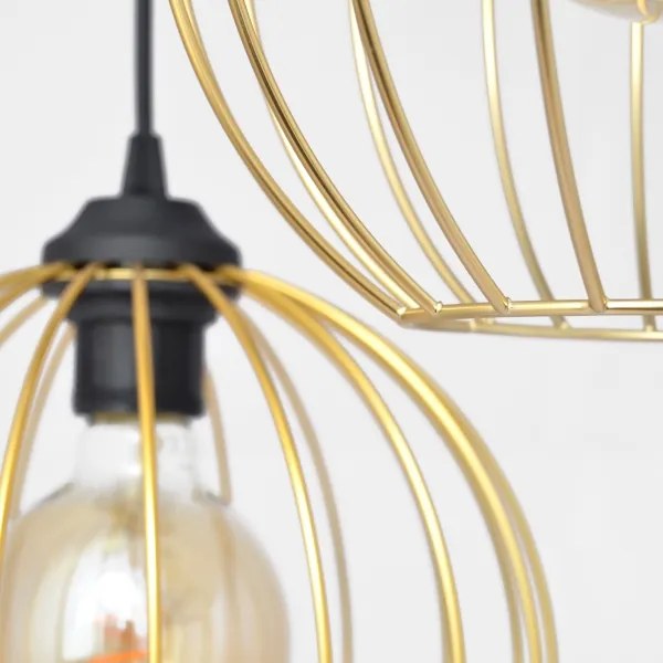 Lampadario a sospensione con filo MERCURE 3xE27/15W/230V oro/nero