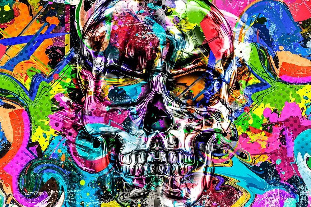 Carta da parati autoadesiva – Teschio artistico colorato