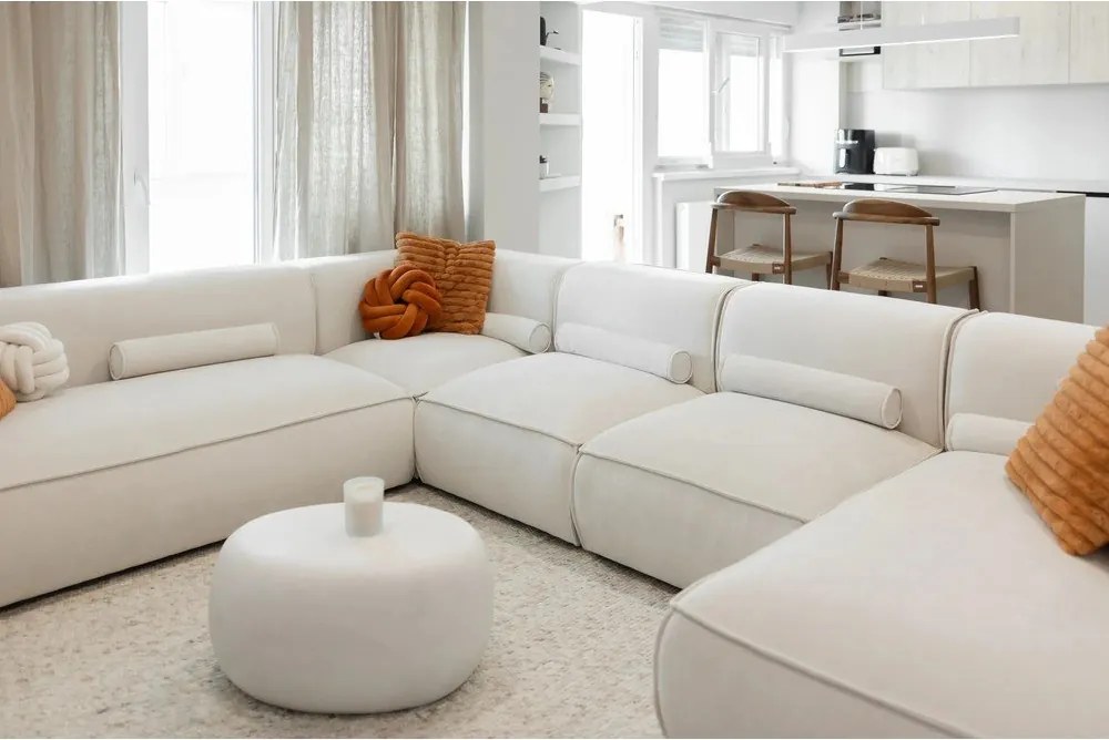 Divano angolare componibile color crema (con penisola a sinistra/a forma di "U") Flex Felix – Miuform