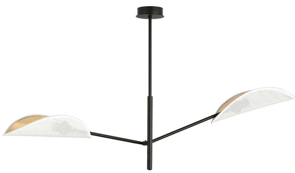 Lampadario 2 Luci Eridano In Acciao Nero E Bianco Oro Con Bracci Mobili