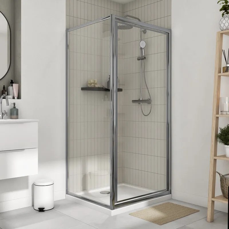 Box doccia walk-in Essential L 80 x H 185 cm, vetro 4 mmcromo