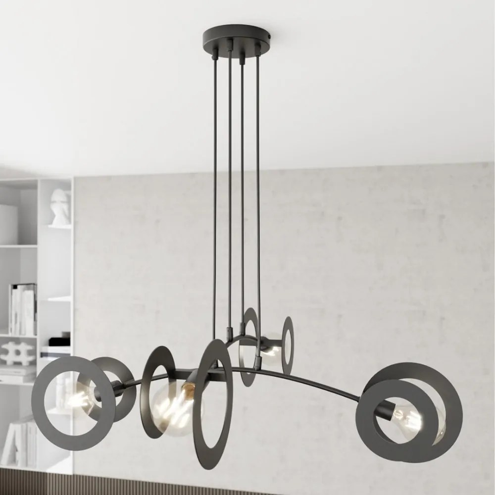 Lampadario a sospensione in acciaio EUFORIA 4 nero 4xE27 Colore del corpo Nero