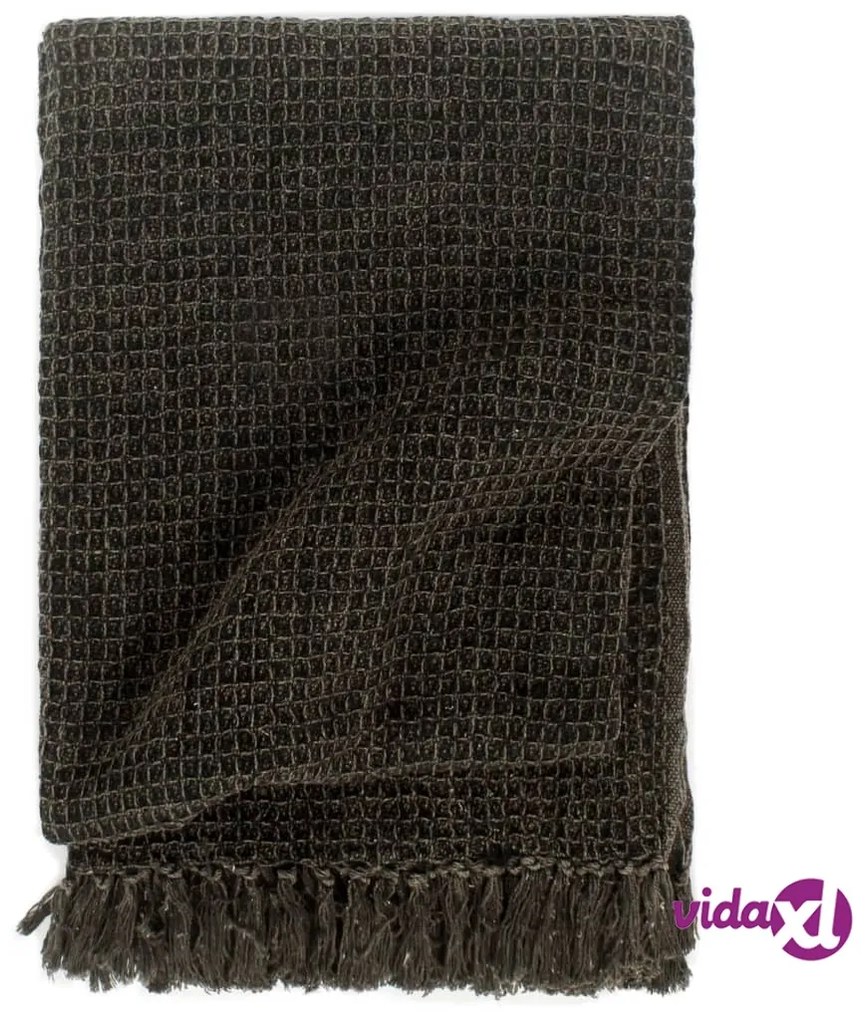 vidaXL Copriletto in Cotone 160x210 cm Antracite/Marrone