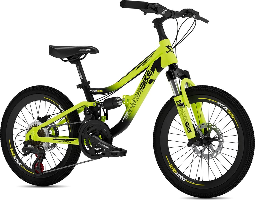 Bicicletta per Bambini Mountain Bike 20" Twenty Full 20 Cambio Shimano 21V Telaio in Acciaio Verde...