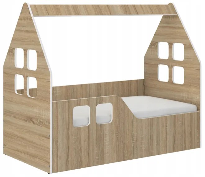 Letto per bambini 140 x 70 cm nel decoro quercia sonoma sinistra