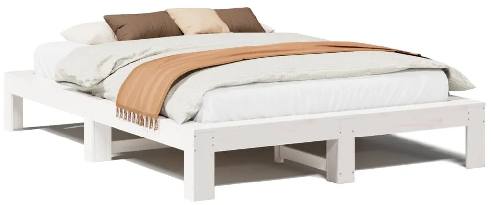 Letto senza materasso bianco 150x200 cm legno massello di pino