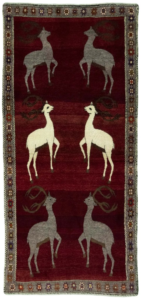 Gabbeh Tappeto 240x110 Rosso (Iran) Annodato A Mano