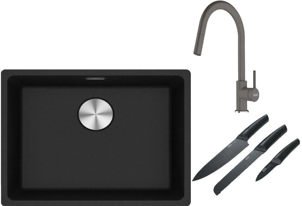 Set lavello in granito Franke Maris 125.0686.716, rubinetto da cucina Franke Lina 115.0626.057, 112.0545.792