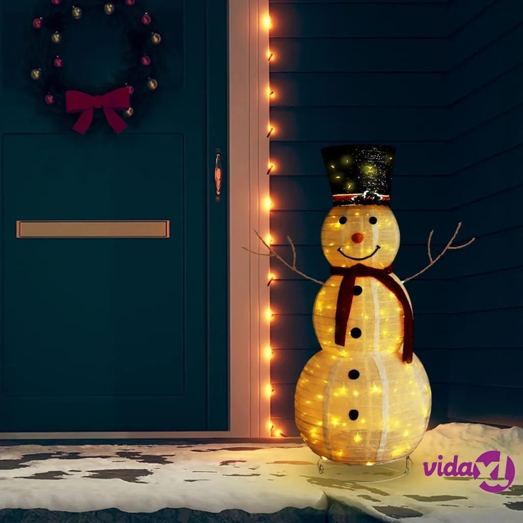 vidaXL Figura Natalizia Pupazzo di Neve a LED Tessuto Pregiato 120 cm