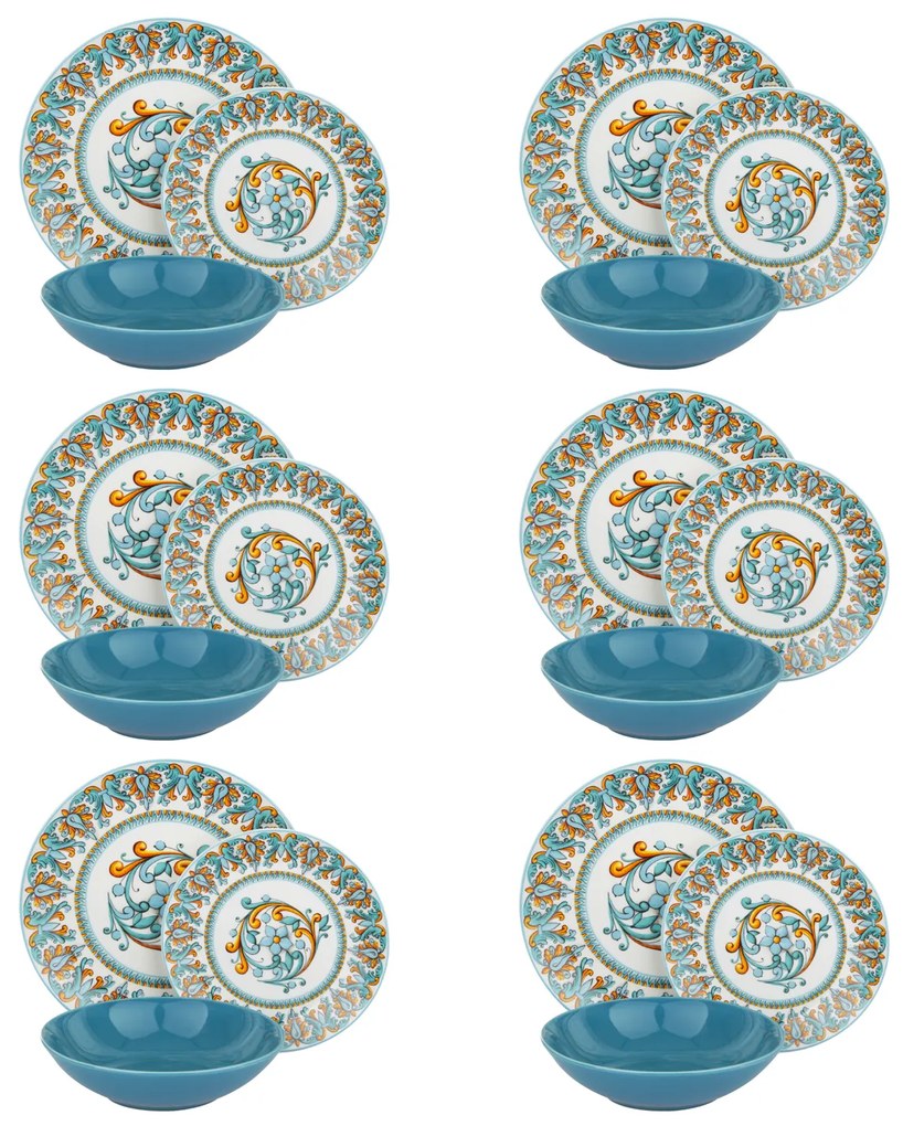 Servizio 18 piatti decoro azzurri Positano