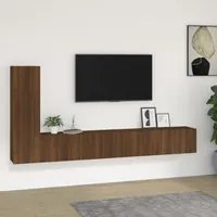 Set Mobili Porta TV 3 pz Rovere Marrone in Legno Multistrato 3114325