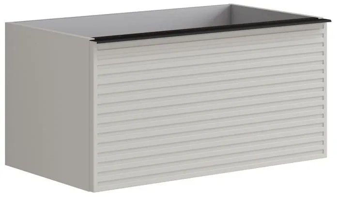 Mobile da bagno sotto lavabo Pixel stripes frontale grigio pastello e maniglia alluminio nero laccato opaco L 80 x H 40 x P 45.5 cm 2 cassetti, lavabo non incluso