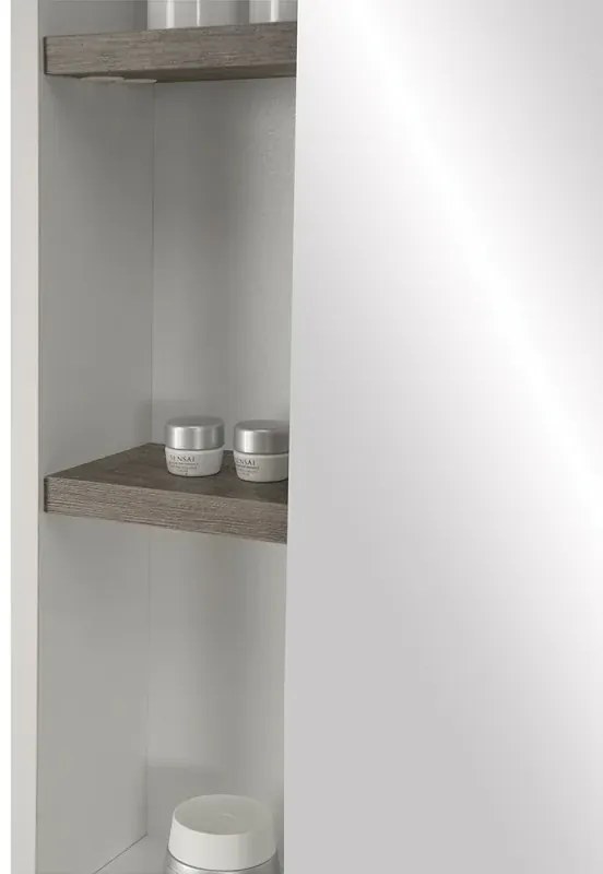 Mobile bagno sospeso salvaspazio 55 cm bianco e grigio cemento con specchio Strada