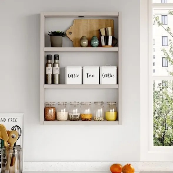 Mensola A Parete Cubo 43x9x60H 3 Ripiani Beige Cotton