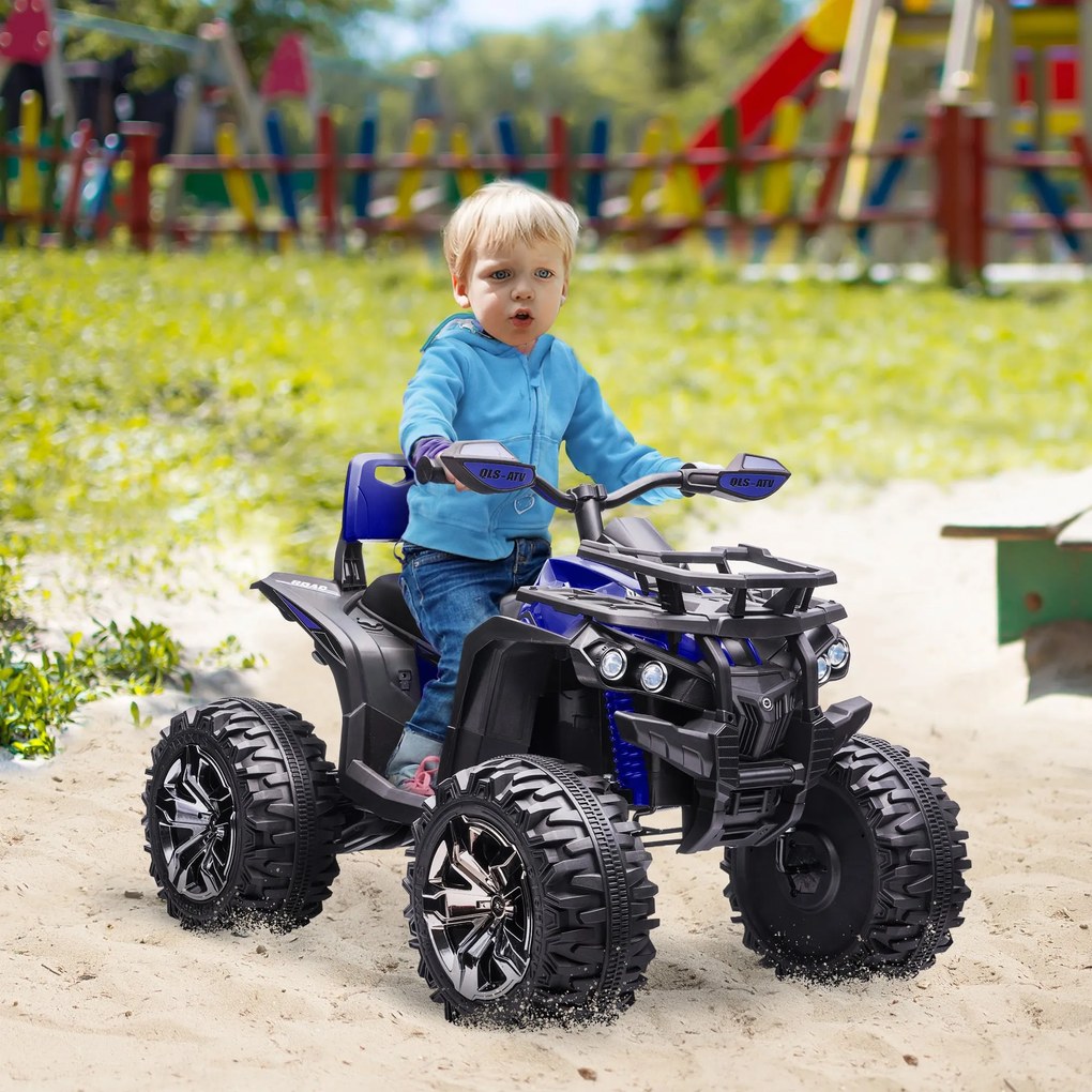 Quad Elettrico per Bambini 3-5 Anni a 12V con Fari e Pedale, in PP e Metallo 100x65x73 cm, Blu...