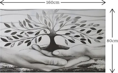 Quadro tela moderno 80x160 cm Albero Della Vita con dettagli in argento