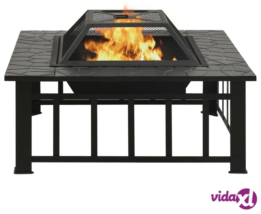 vidaXL Braciere da Giardino con Attizzatoio 81x81x47 cm XXL in Acciaio