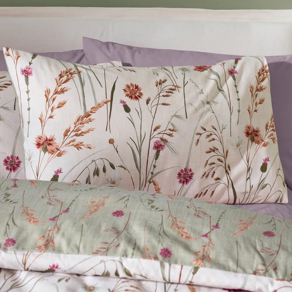 Set copripiumino e federa verde e marrone in flanella per letto matrimoniale e per letto esteso 230x220 cm Grasmere Floral – Catherine Lansfield