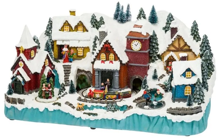 Villaggio di Natale Innevato H 28 cm