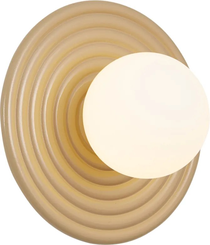 Lampada da parete retrò tortora con sfera opale rotonda 20cm IP44 - Lila