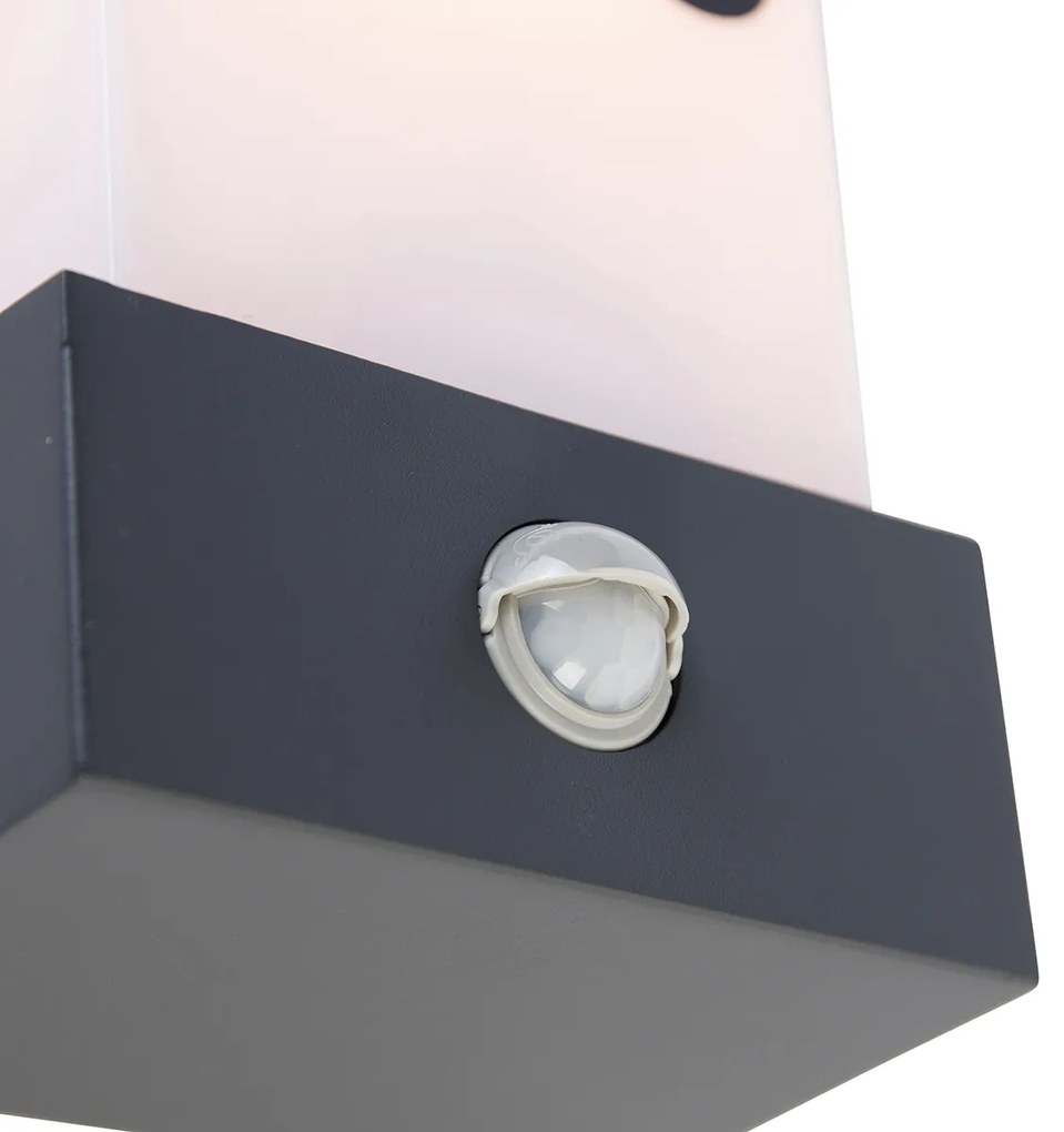 Lampada da parete per esterni grigio scuro IP44 con sensore di movimento - Tide