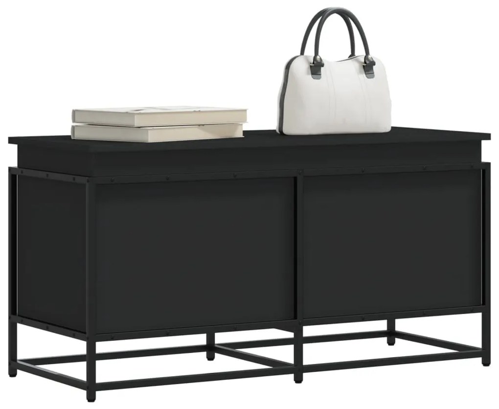 Contenitore Con Coperchio Nero 100x40x51,5 Cm İn Truciolato /