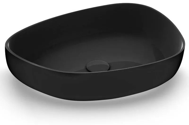 Lavabo da appoggio irregolare in ceramica L 55 x H 14 x P 40 cm nero