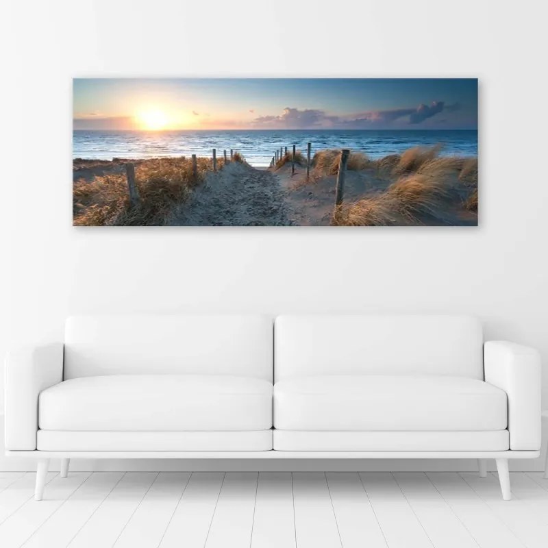 Quadro su tela, Tramonto sul mare  Dimensioni 120x40