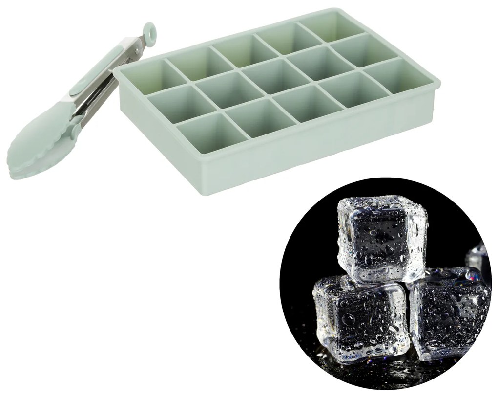 Stampo ghiaccio in silicone 15 cubetti con pinza