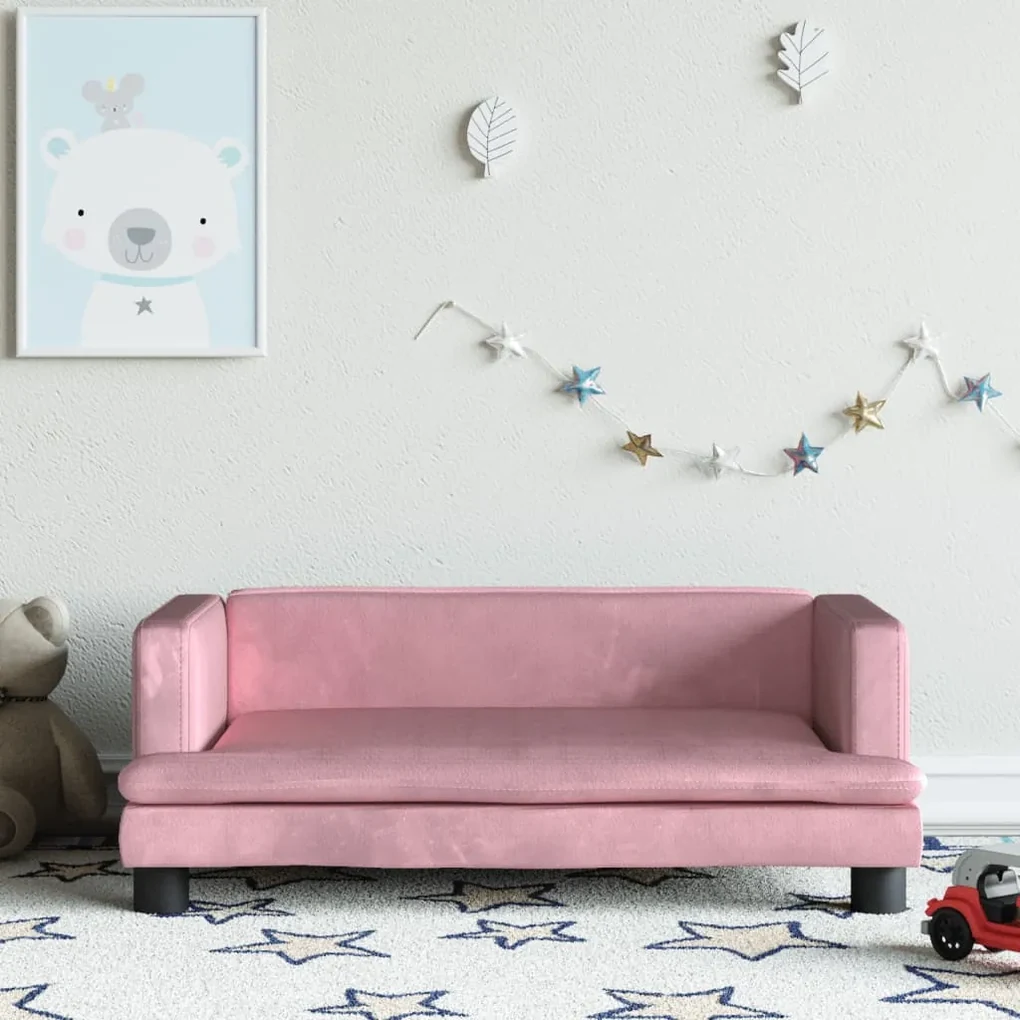 Divano per bambini rosa 80x45x30 cm in velluto