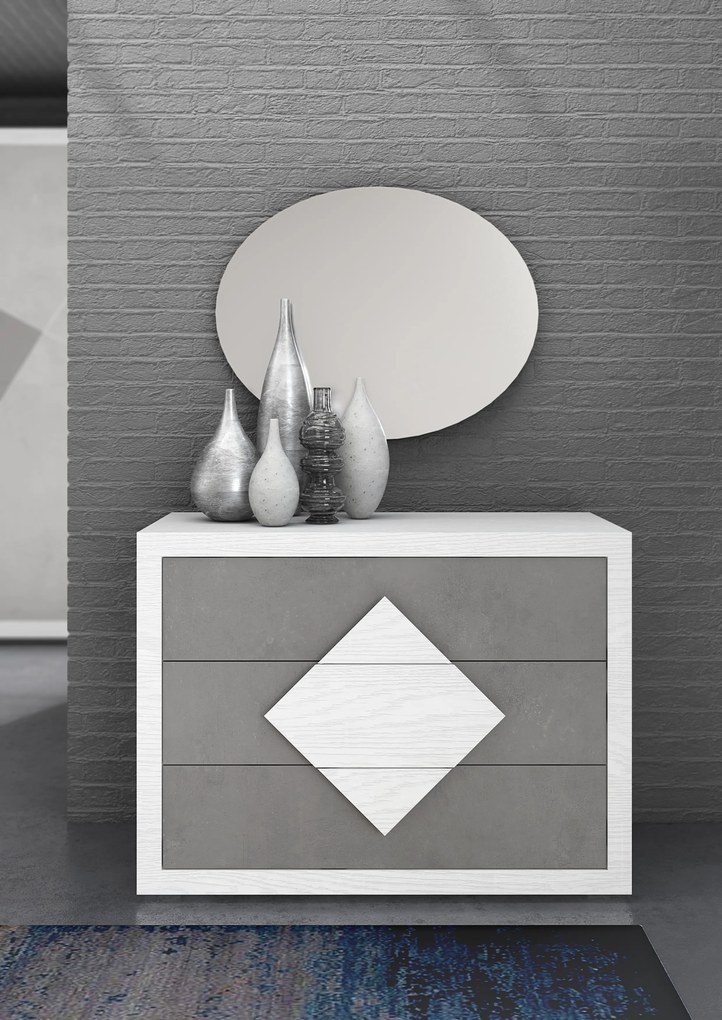 Camera Matrimoniale Ancy Frassino Bianco Cemento Specchio