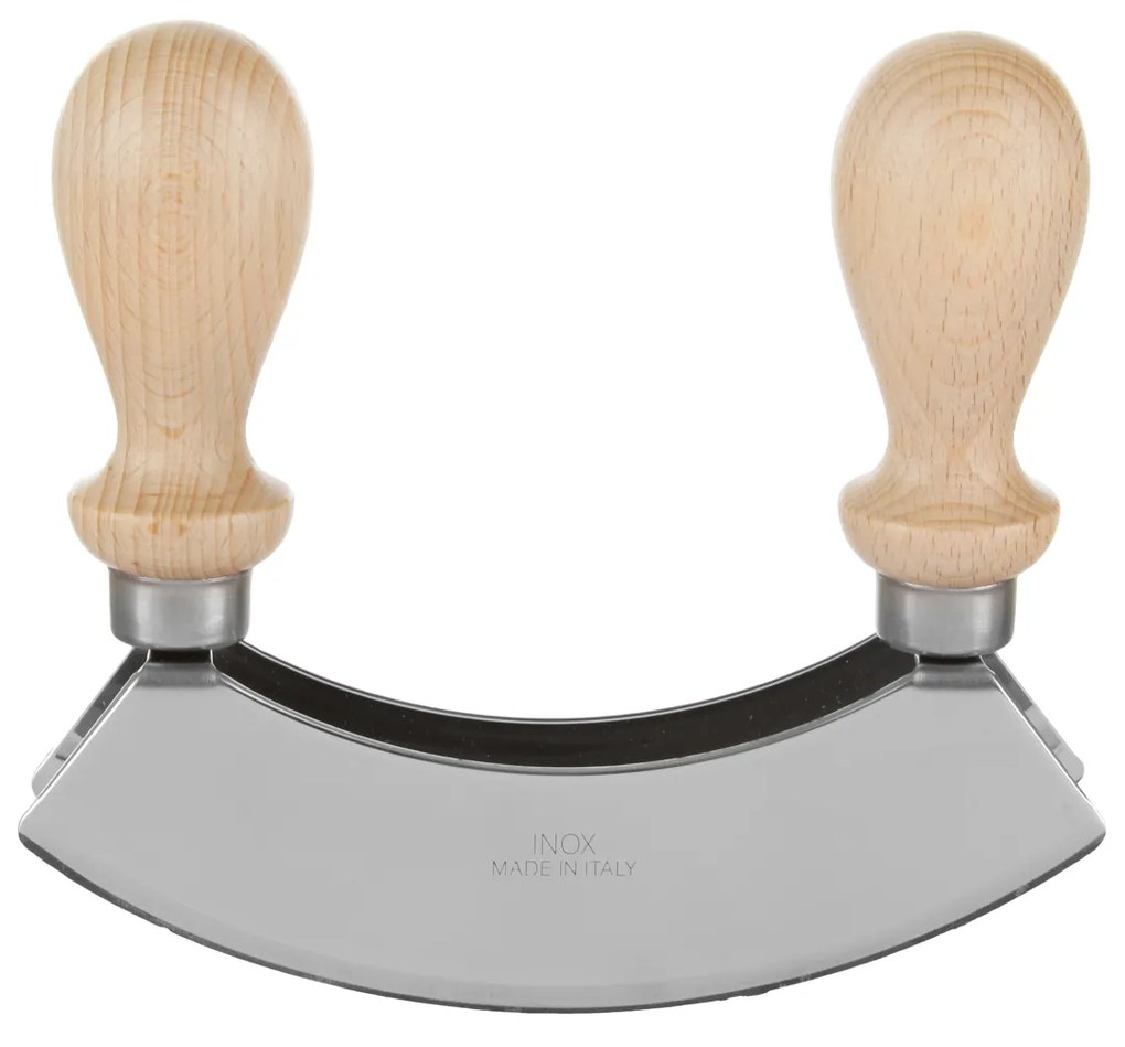 Mezzaluna doppia lama acciaio pomelli legno